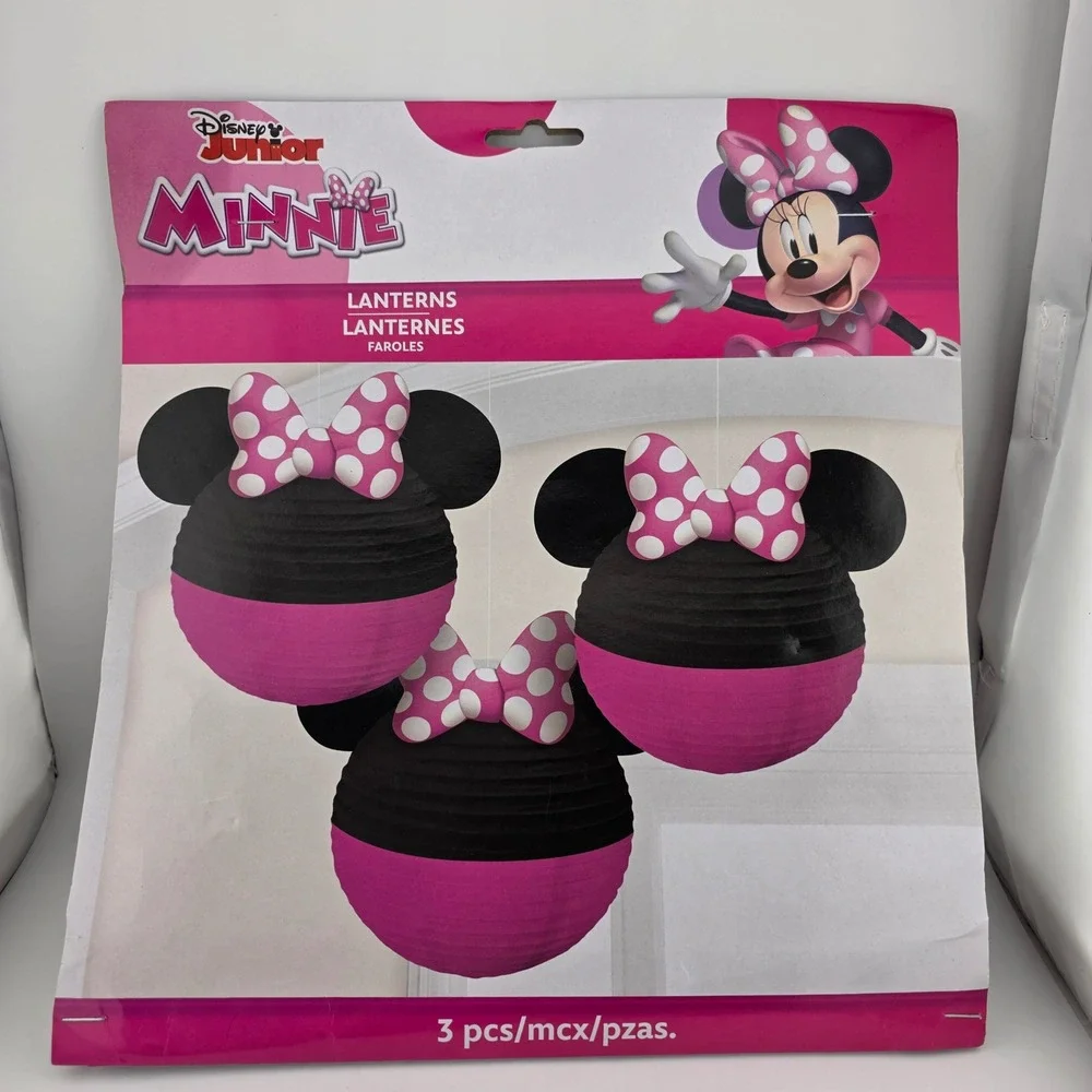 Disney Minnie Mouse Party Decor Kids OS Pink New Fan Kit and Lanterns Bundle